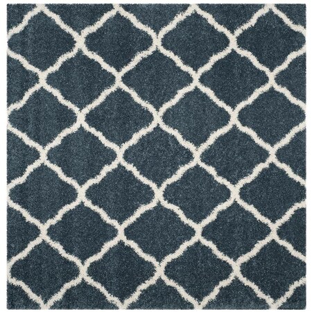 Flowers First 7 x 7 ft. Square Hudson Shag Power Loomed Rug, Slate Blue & Ivory FL1862562